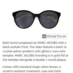 Marc Jacobs Black and Gold Round Sunglasses